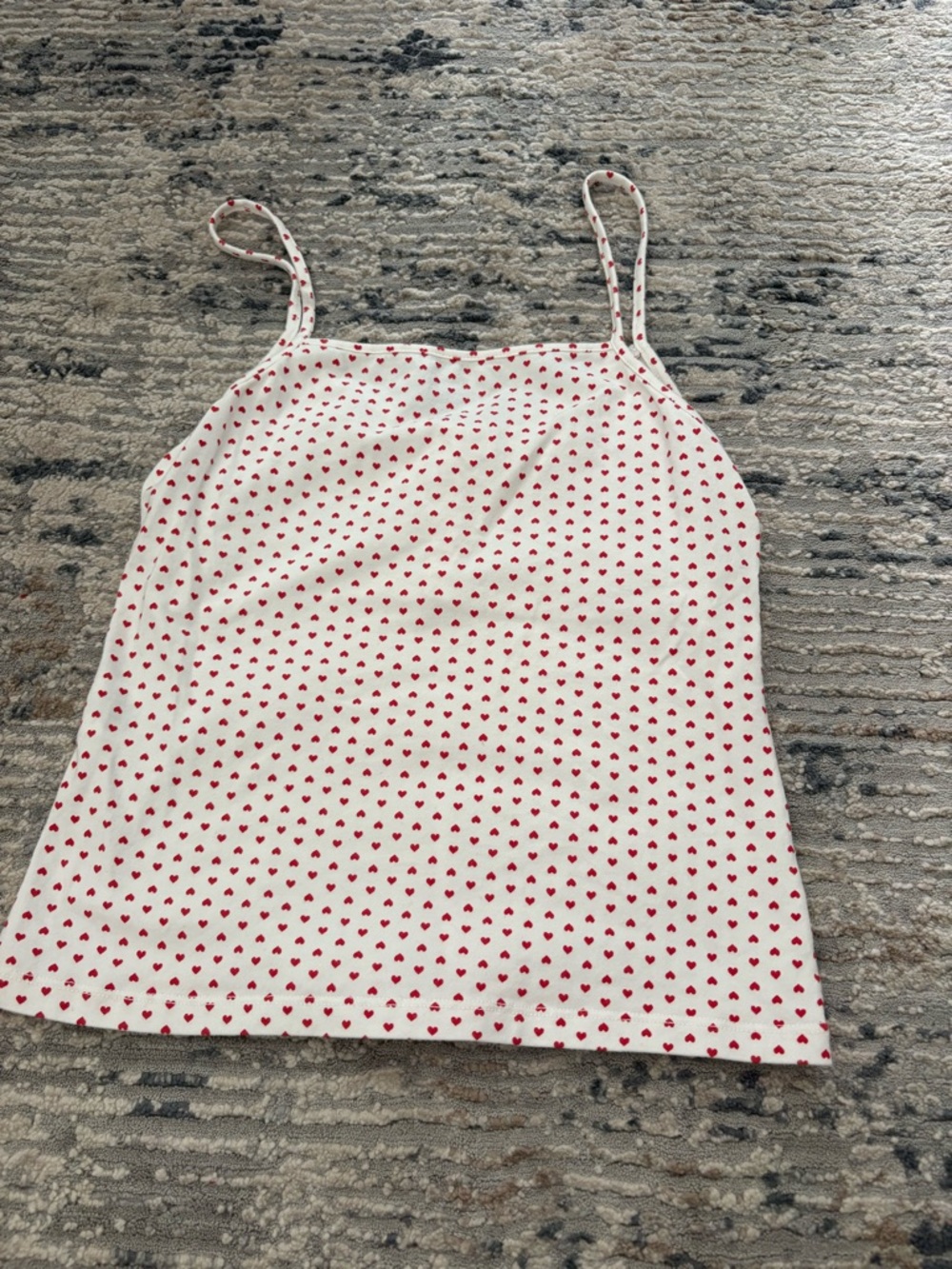 Brandy Heart Print Spaghetti Strap Tank - White & Red - Picture 3 of 3